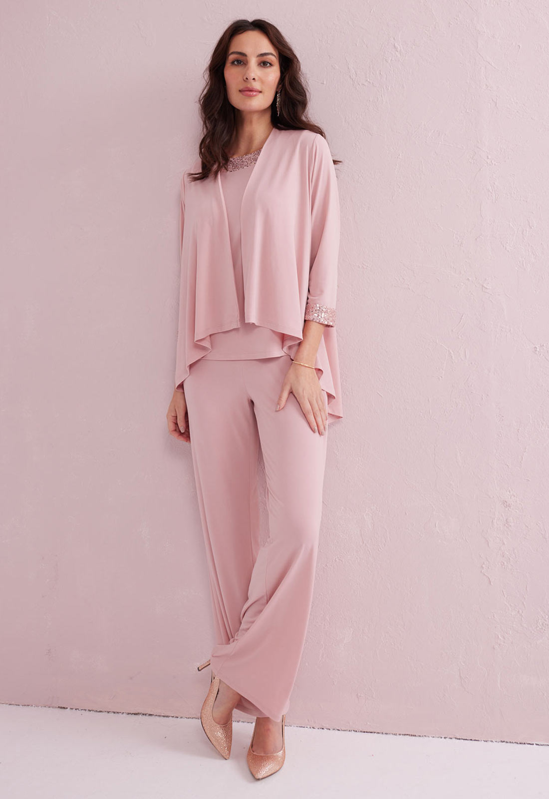 Samantha Jane Pink 3 Piece Trouser Suit