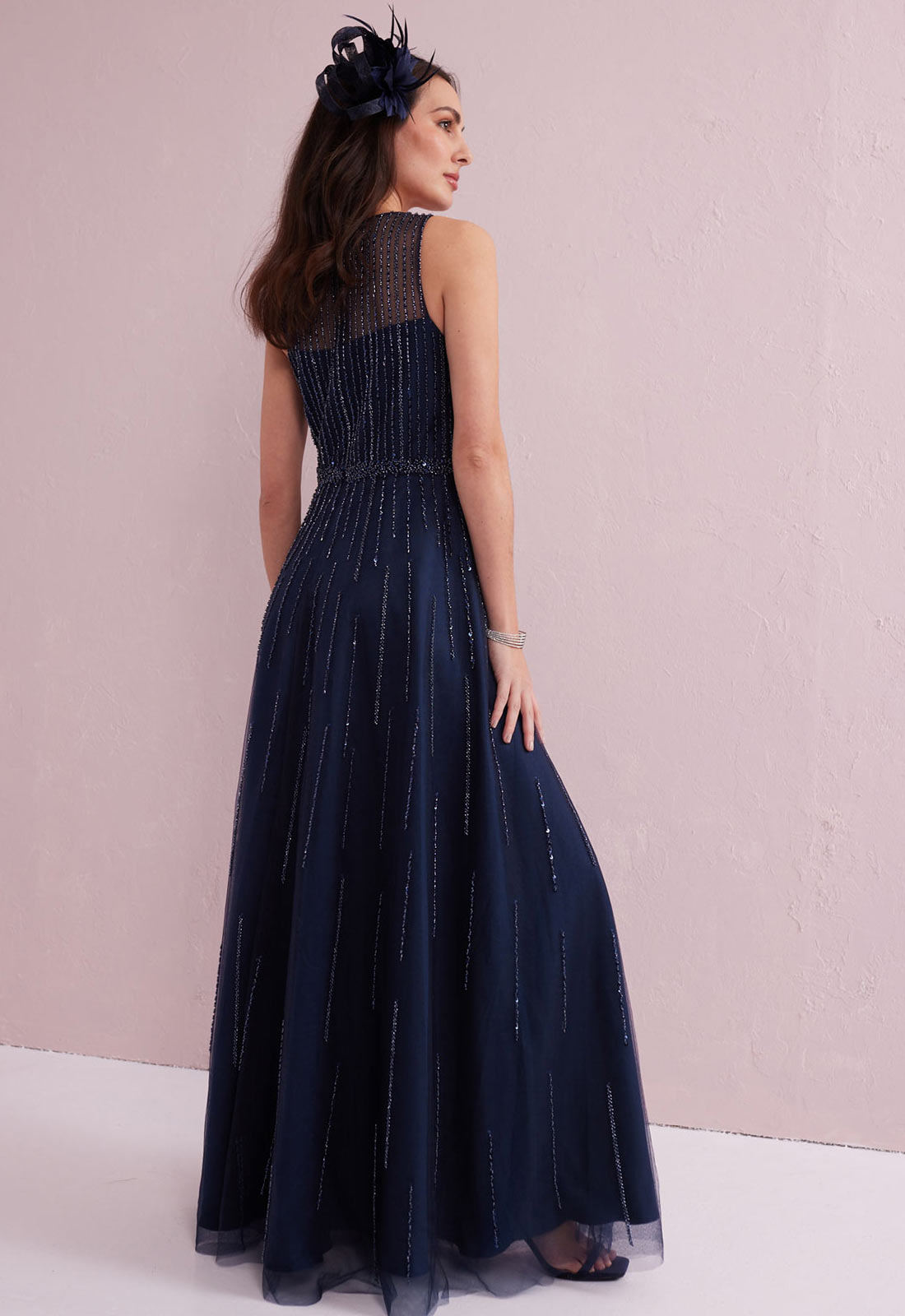 Samantha Jane Navy Angel Embellished Gown