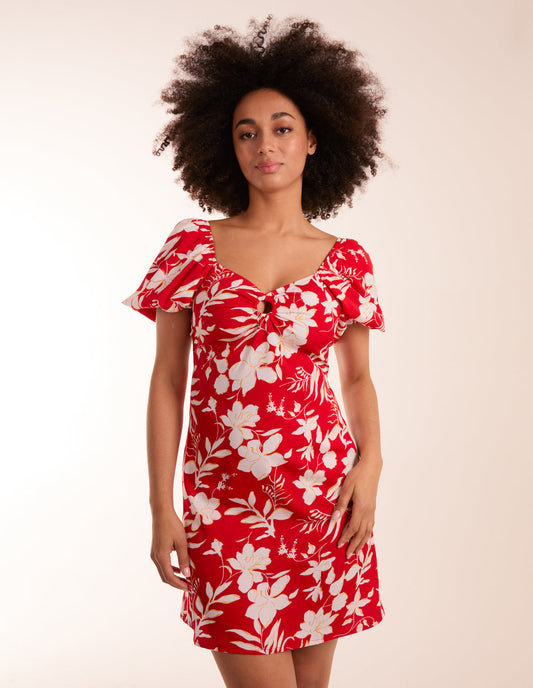 Ring Detail Milkmaid Mini Dress