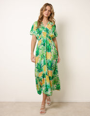 Pineapple Double V Midi Dress