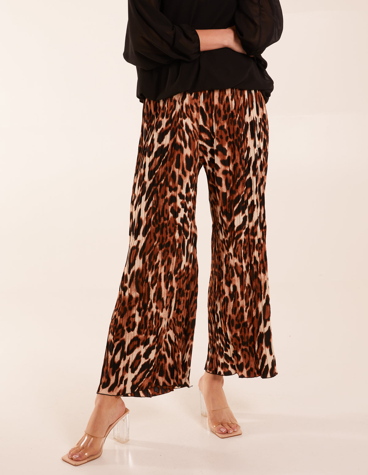 Abstract Cheetah Pleated Trousers