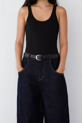 GENUINE LEATHER BRUSHED METAL BELT