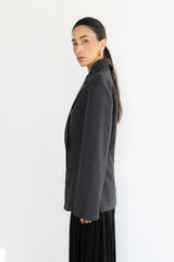 DOUBLE-BREASTED WOOL BLEND WAIST BLAZER COAT