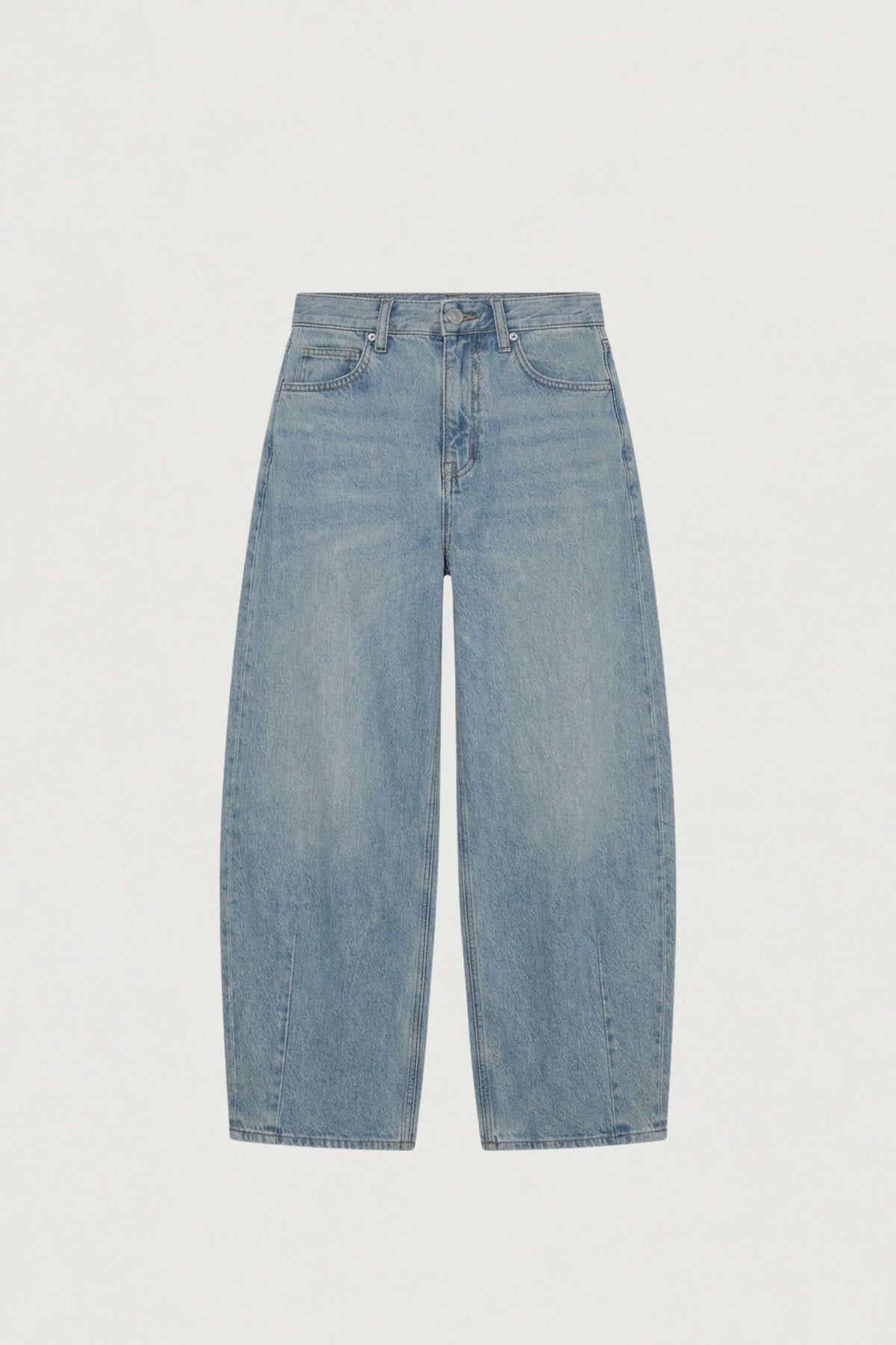 MID-RISE DARTED BARREL LEG JEAN