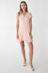 FLORAL WRAP MINI DRESS WITH RUFFLED HEM