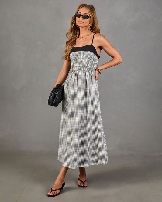 Merinah Gingham Print Midi Dress