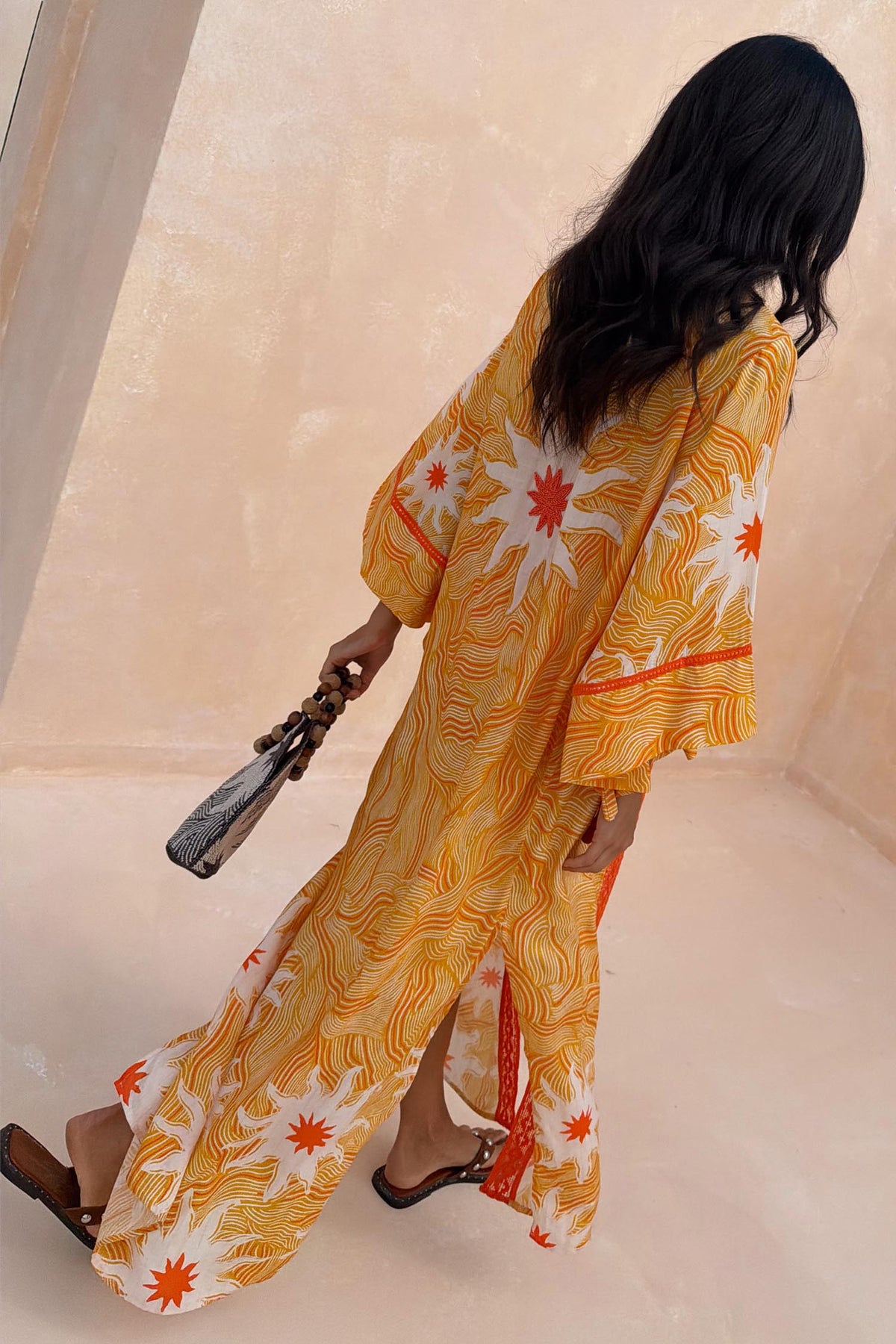 Yellow Sun Kimono with Beading