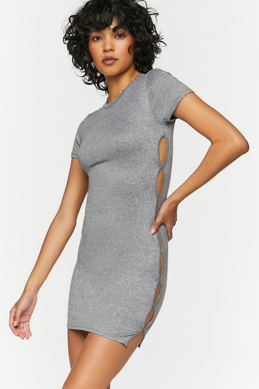 Short-Sleeve Cutout Mini Dress
