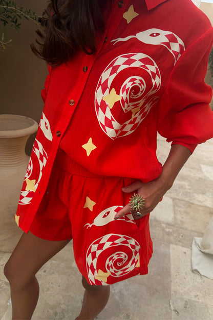 Red Snake Elissa Shorts