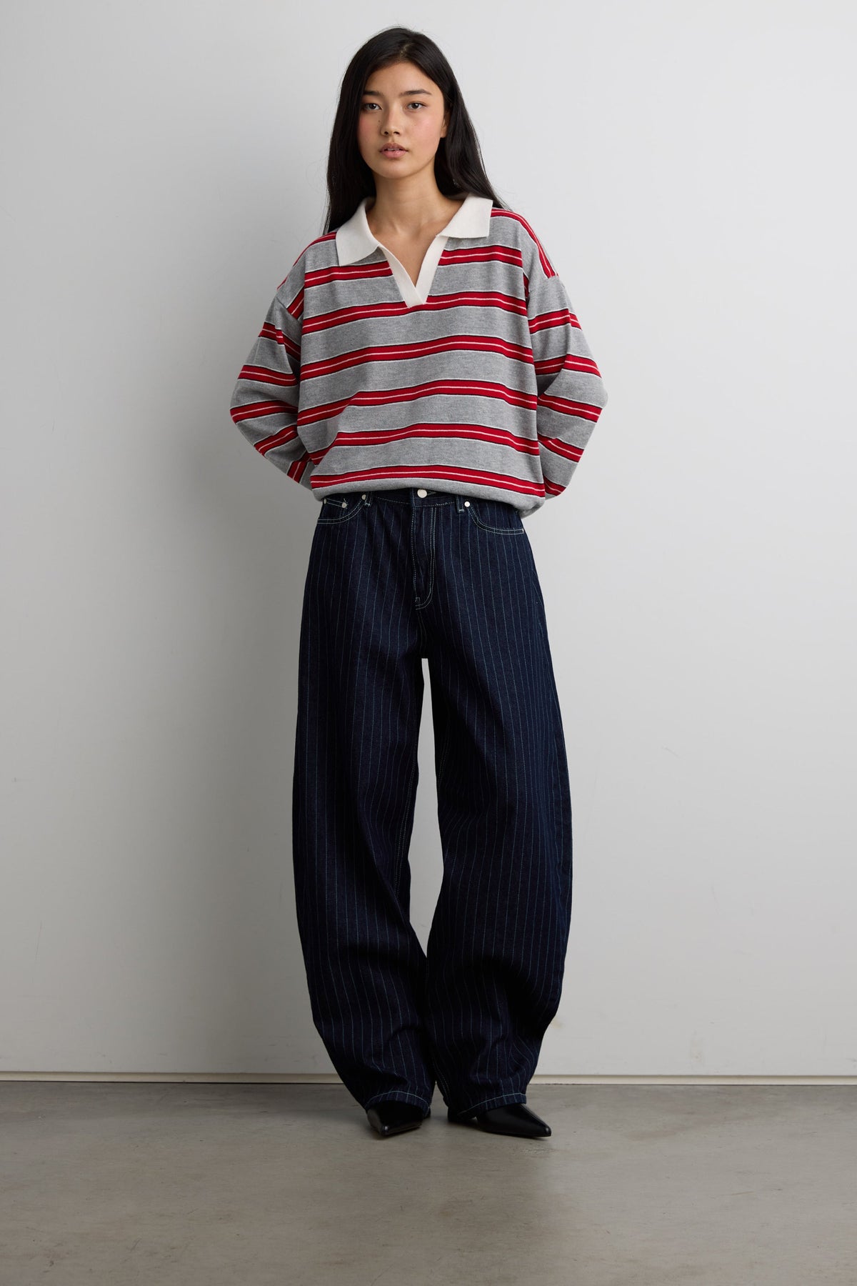 STRIPED BARREL LEG PANT