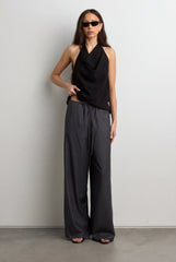 WIDE LEG WRAP FRONT PINSTRIPE PANT SET