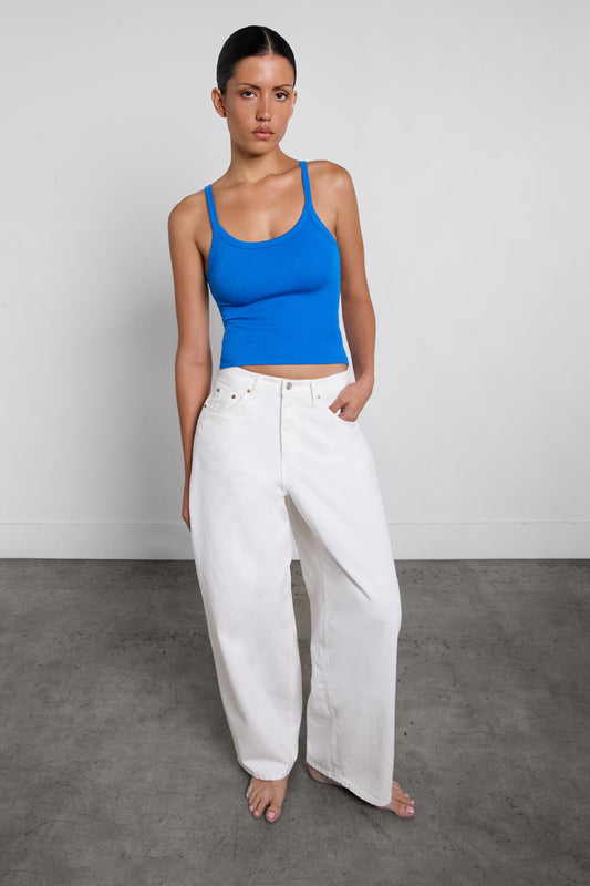 WHITE STRAIGHT LEG JEAN WITH BACK DETAIL