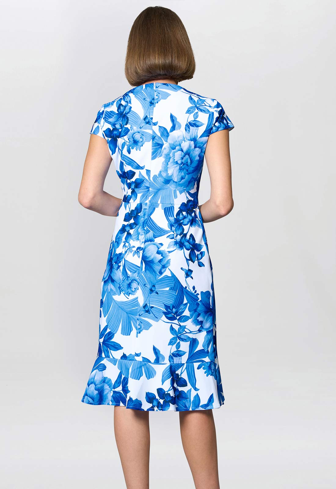 Gina Bacconi Royal Hilda Printed Crepe Dress