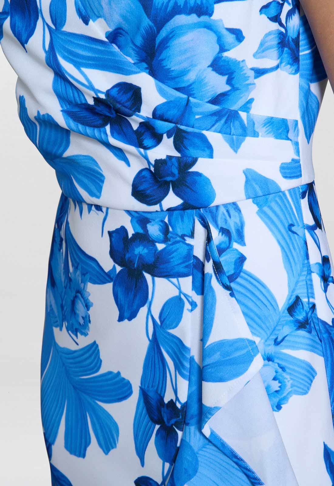 Gina Bacconi Royal Hilda Printed Crepe Dress