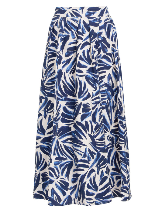 Gina Bacconi NAVY Enid Abstract Print Elastic Waist Skirt