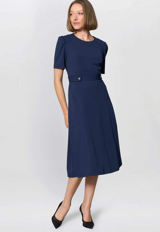 Gina Bacconi NAVY Mel Printed Sleeveless Midi Dress