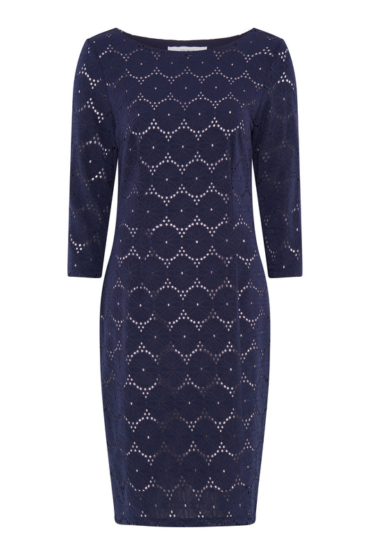 Gina Bacconi NAVY Mirabella Three-Quarter Sleeve Dress