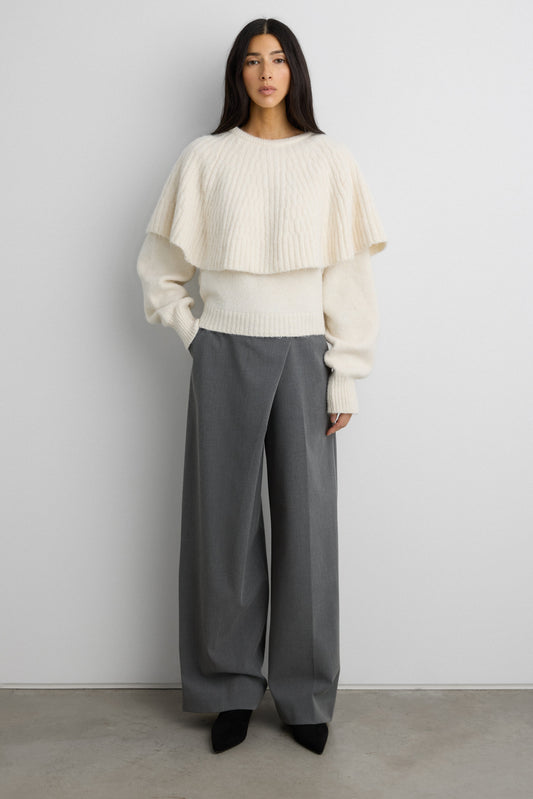 CHUNKY RIBBED CAPE SWEATER SET