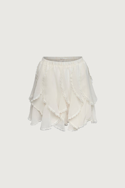 LACE RUFFLE MINI SKIRT