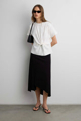 ASYMMETRICAL MIDI SKIRT