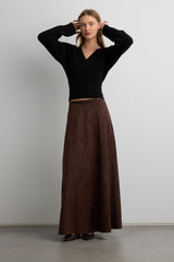 SUEDE EFFECT MIDI SKIRT