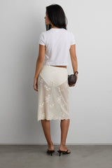 FLORAL EMBROIDERED LACE SKIRT