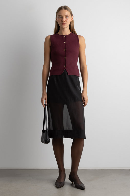 SLEEVELESS KNIT VEST WITH BUTTONS