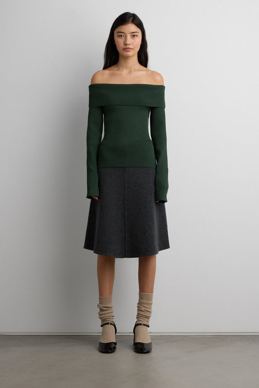 RIBBED OFF THE SHOULDER SWEATER