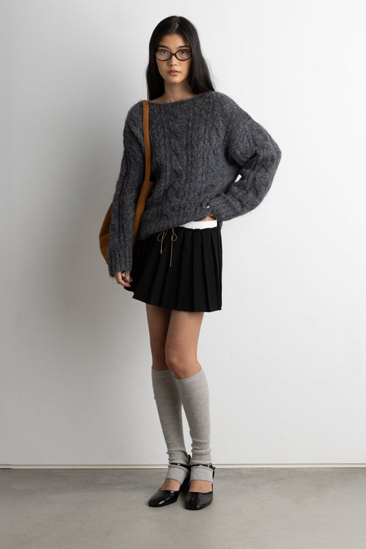 ALPACA AND WOOL-BLEND CABLE KNIT SWEATER