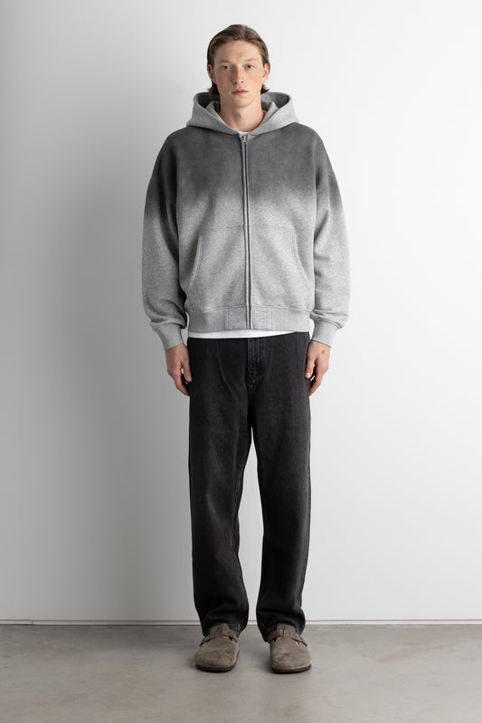 OVERSIZED BOXY OMBRE EFFECT ZIP UP HOODIE