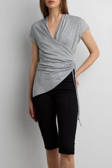 FITTED CROSS FRONT SHIRRED TOP