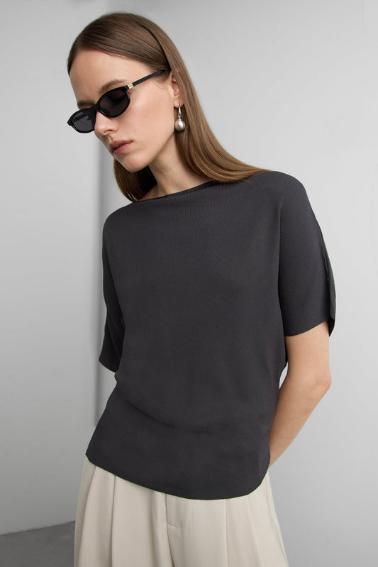 KNIT BOAT NECK SWEATER