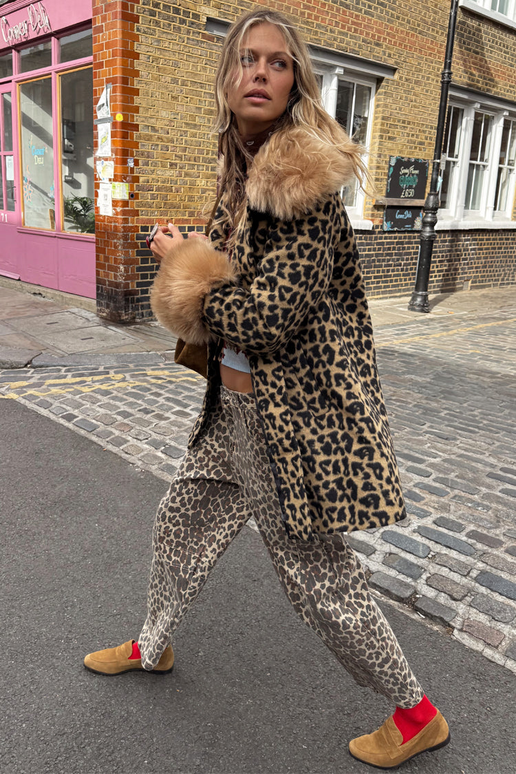 Leopard Barrel Jean Petite