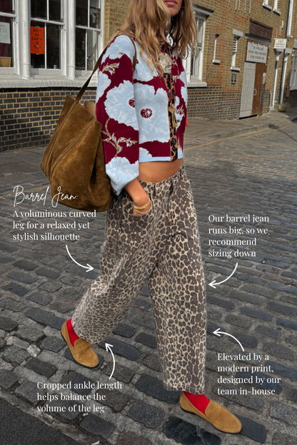 Leopard Barrel Jean Petite