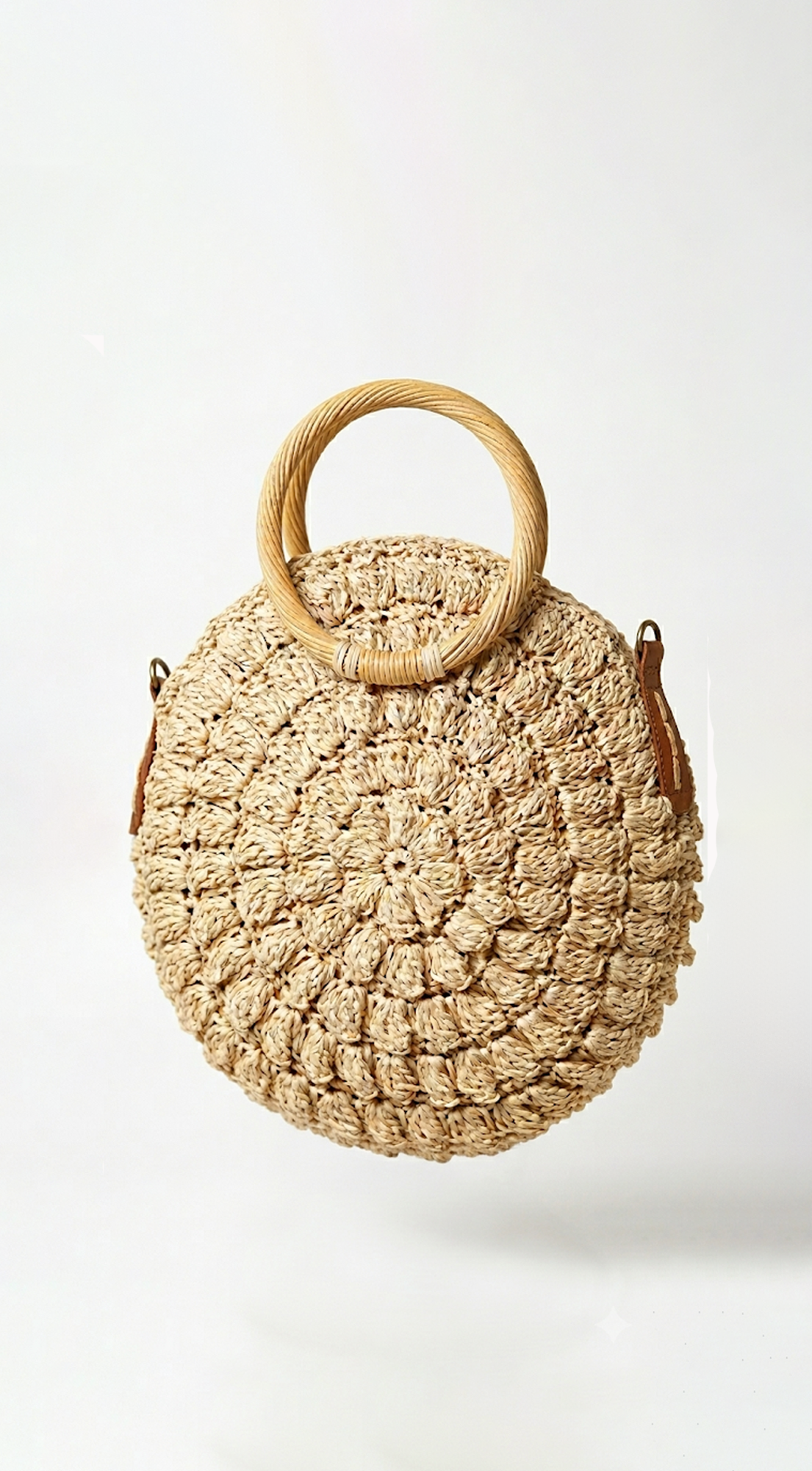 Baha Straw Round Handbag - Ivory