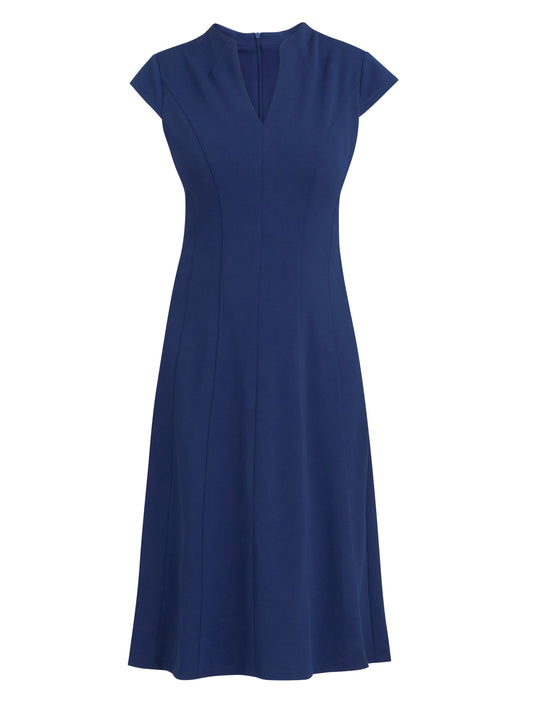 Gina Bacconi Navy Maxene Fit And Flare Midi Dress