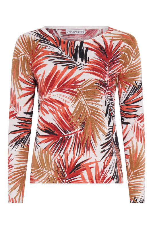 Gina Bacconi Rust Nanette Printed Jumper
