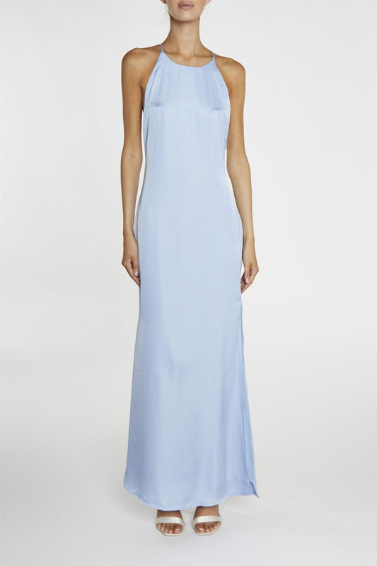 true Decadence Gigi Cornflower Blue Side-Split Halterneck Maxi-Dress