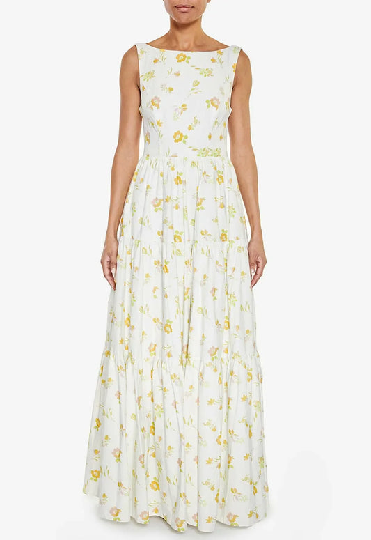 True Decadence Cream Floral Backless Maxi Dress