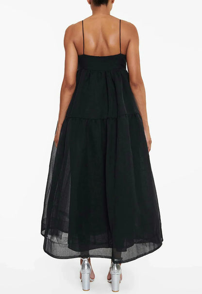 True Decadence Black Smock Midi Dress
