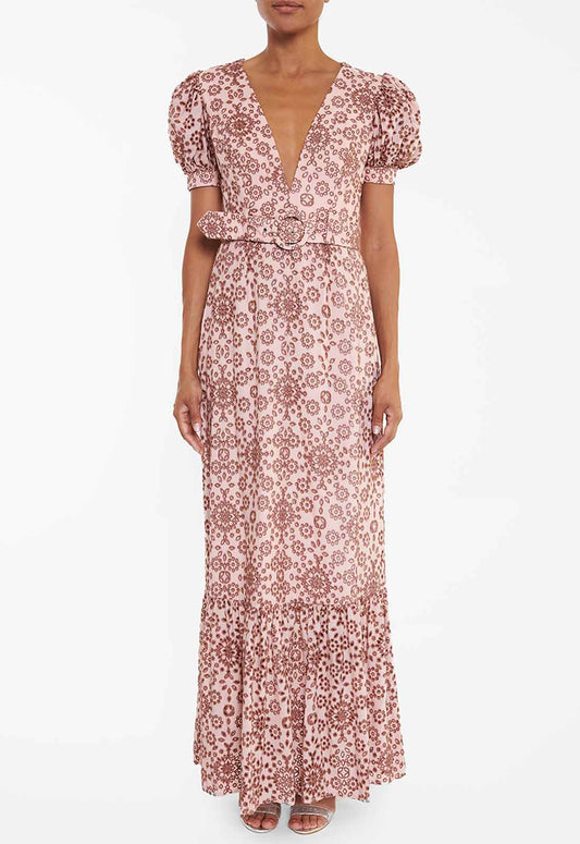 True Decadence Tan Broderie Anglaise Maxi Dress