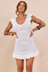 Bare Temptation Knit Mini Dress - White