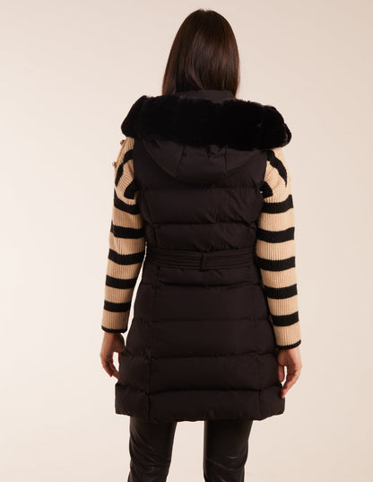 Faux Fur Detail Belted Gilet
