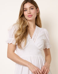 Embroidery Detail V-Neck Dress
