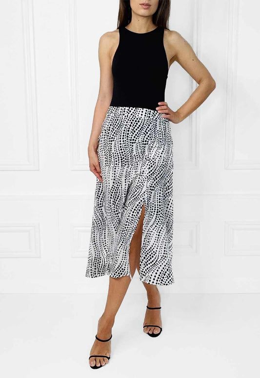 Honor Gold Polka Dot Print Cora Midi Skirt