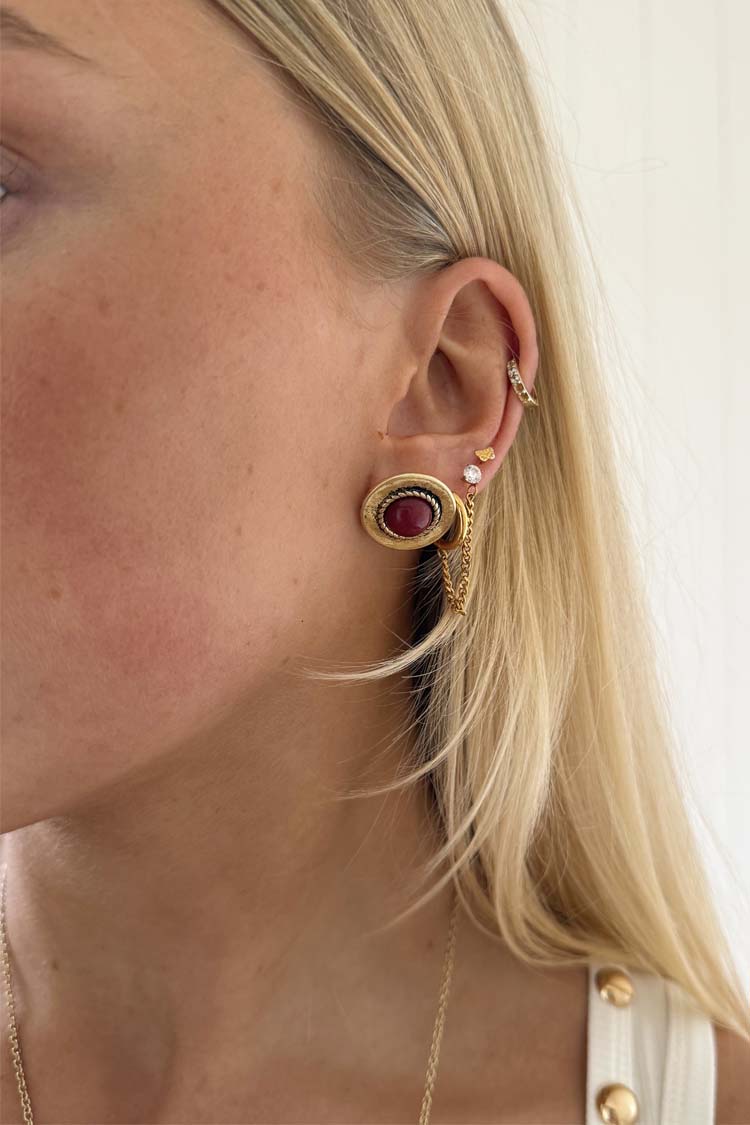 Deloris Red Circle Earrings