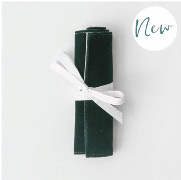 Green Velvet Mini Jewellery Roll - Little Gems Interiors