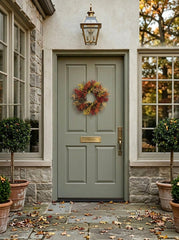 h potter autumn ember dried wreath small on front door