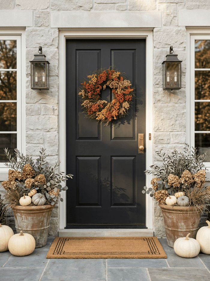 h potter ember dried fall wreath front door entryway