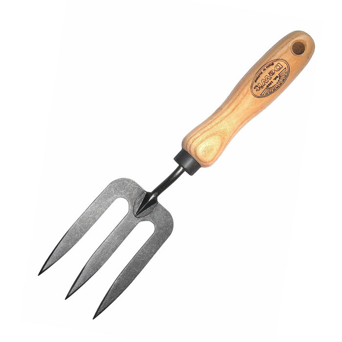 H Potter × DeWit forged hand fork with European ash handle and tempered boron steel tines, heirloom-quality garden tool for clay soil and raised beds